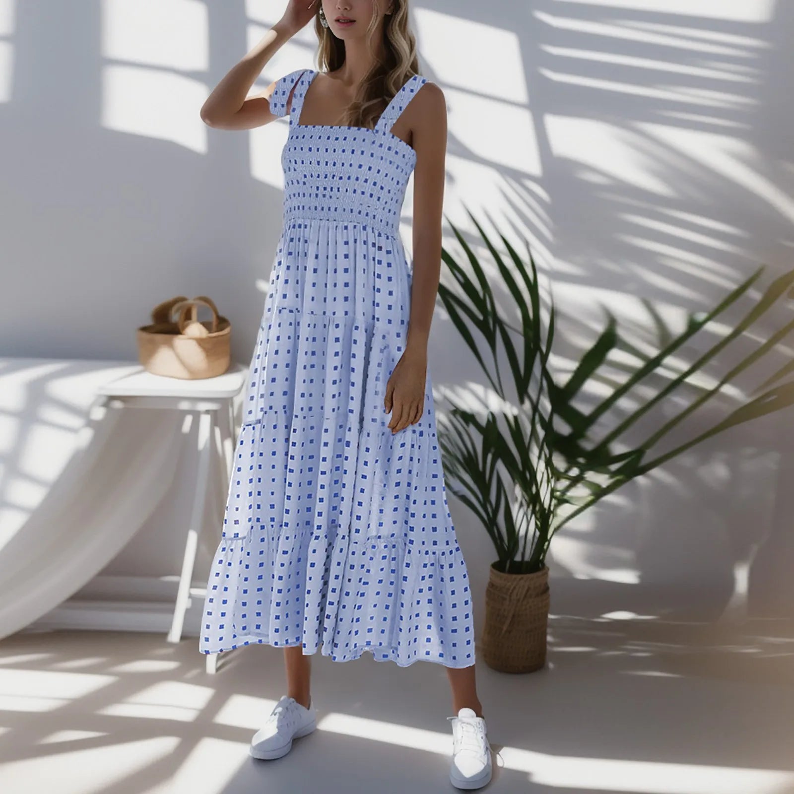 Hurry! While Supplies Last!Hurry! While Supplies Last!2024 Dot Square Neck Pleated Long Holiday Beach Casual Boho Dress Hurry! While Supplies Last!Hurry! While Supplies Last!2024 Dot Square Neck Pleated Long Holiday Beach Casual Boho Dress