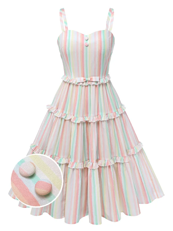 Get More, Spend Less – Shop Now!Get More, Spend Less – Shop Now!Multicolor 1950s Spaghetti Strap Striped Dress Get More, Spend Less – Shop Now!Get More, Spend Less – Shop Now!Multicolor 1950s Spaghetti Strap Striped Dress