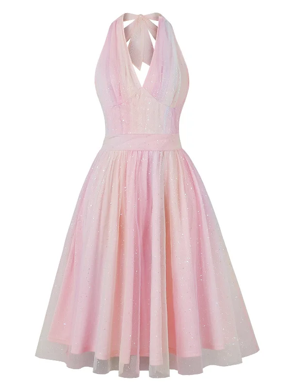 Limited Deals, Unlimited Savings!Limited Deals, Unlimited Savings!Pink 1950s Halter Mesh Sequined Dress Limited Deals, Unlimited Savings!Limited Deals, Unlimited Savings!Pink 1950s Halter Mesh Sequined Dress