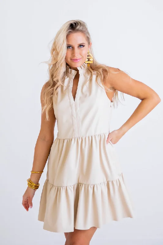 Crazy Discounts Inside!Crazy Discounts Inside!Pleather Tier Sleeveless Dress
