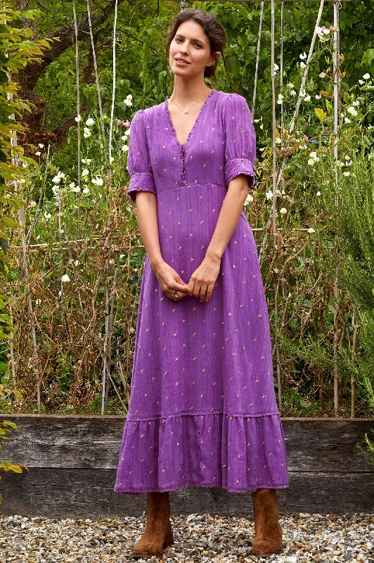 Hurry! While Supplies Last!Hurry! While Supplies Last!Poppy Embroidered Dress | Purple/ Gold Hurry! While Supplies Last!Hurry! While Supplies Last!Poppy Embroidered Dress | Purple/ Gold