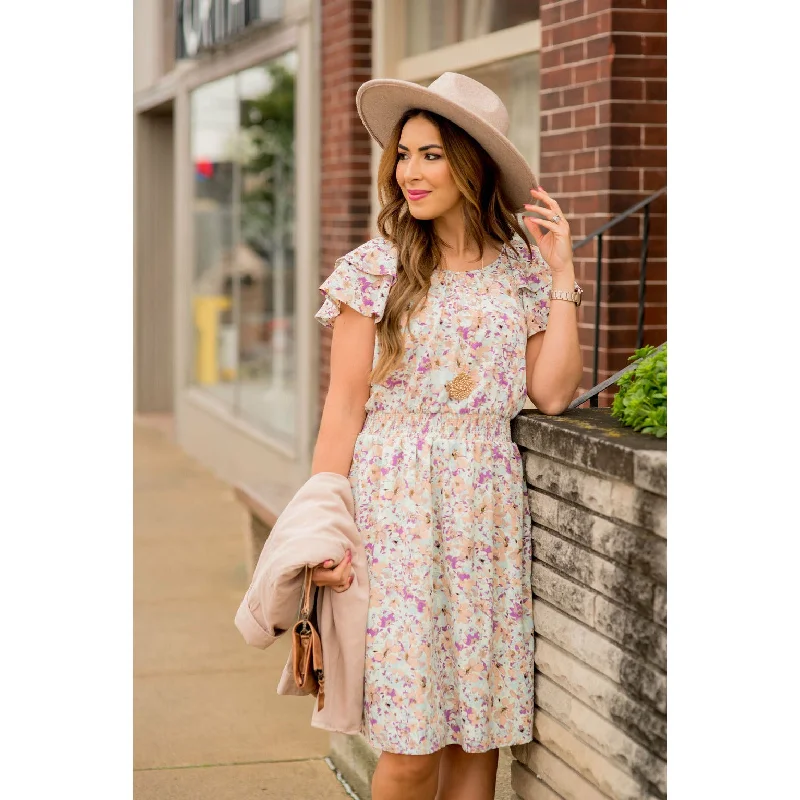 Mega Sale Happening Now!Mega Sale Happening Now!Watercolor Floral Flutter Sleeve Dress Mega Sale Happening Now!Mega Sale Happening Now!Watercolor Floral Flutter Sleeve Dress