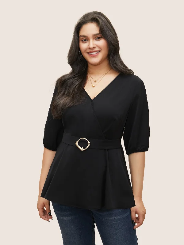 Price Drops You’ll Love!Price Drops You’ll Love!V Neck Metal Detail Wrap Blouse