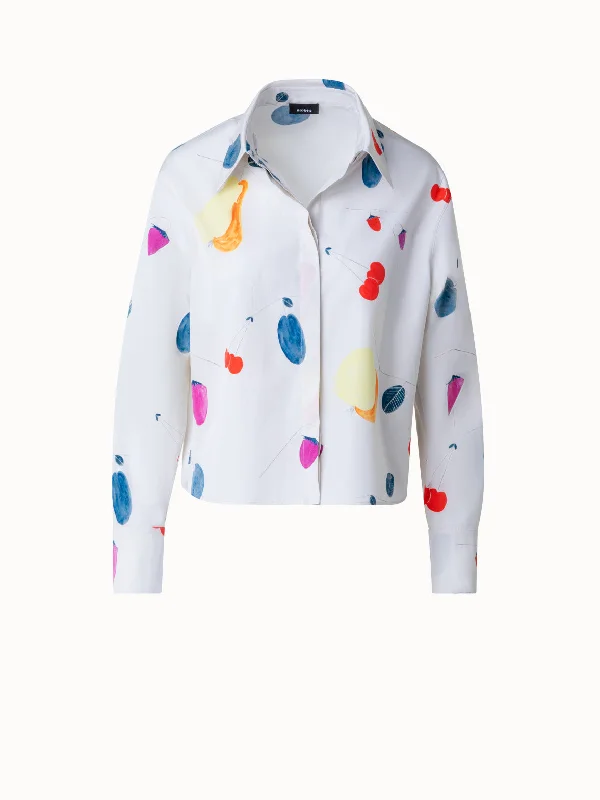 Unbeatable Prices!Unbeatable Prices!Boxy Cotton Blouse with Fruits Print