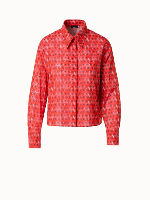 Limited Time Offer!Limited Time Offer!Boxy Cotton Blouse with Poppy Print