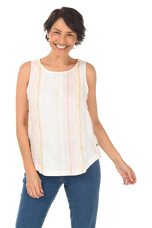 Your Exclusive Offer Awaits!Your Exclusive Offer Awaits!Tulip Striped Sleeveless Linen Blouse