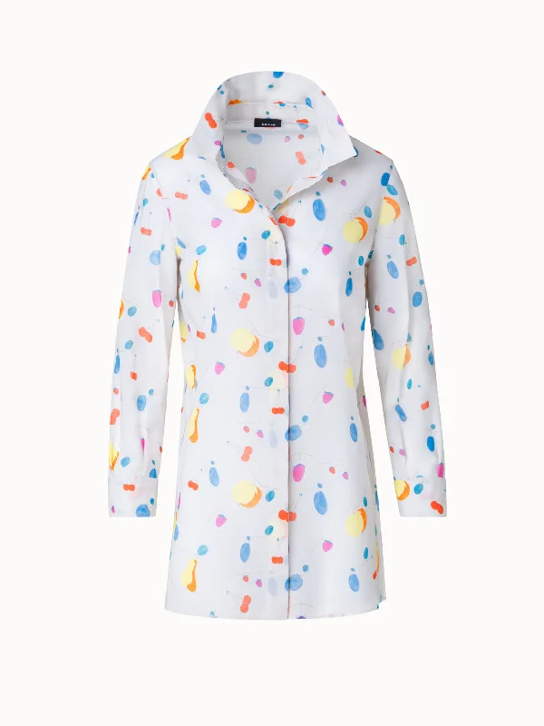 Exclusive Deals Just for You!Exclusive Deals Just for You!Cotton Voile Tunic Blouse with Fruits Print