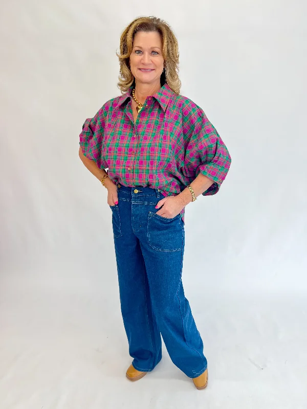 Best Deals Just for You!Best Deals Just for You!Plaid Wonderer Button Up Top
