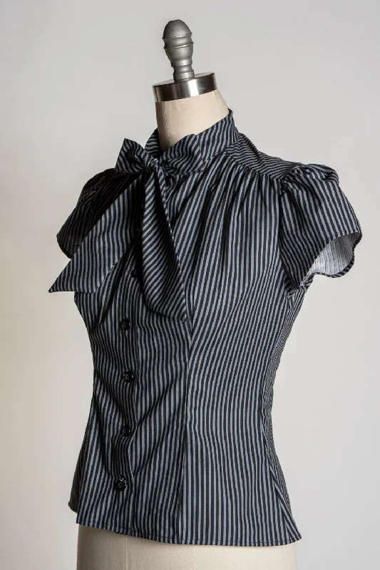 Score Big Savings Today!Score Big Savings Today!Estelle Blouse - Black Grey Stripe