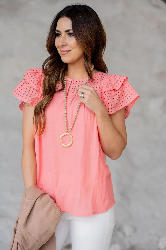 Exclusive Savings This Week!Exclusive Savings This Week!Eyelet Double Flutter Trim Blouse