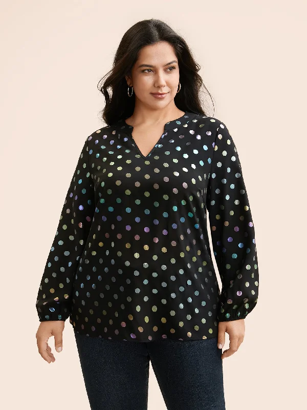 Hottest Discounts of the Year!Hottest Discounts of the Year!Glitter Polka Dot Lantern Sleeve Blouse
