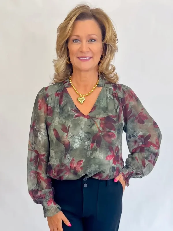 Shop More, Spend Less!Shop More, Spend Less!Harvest Olive Floral Blouse