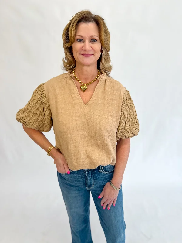 Shop Smart, Save Big!Shop Smart, Save Big![THML] Hello Darlin Puff Sleeve Top