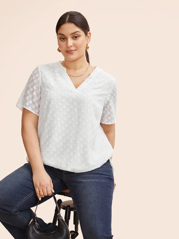 Score Big Savings Today!Score Big Savings Today!Jacquard Notched Tiered Mesh Blouse