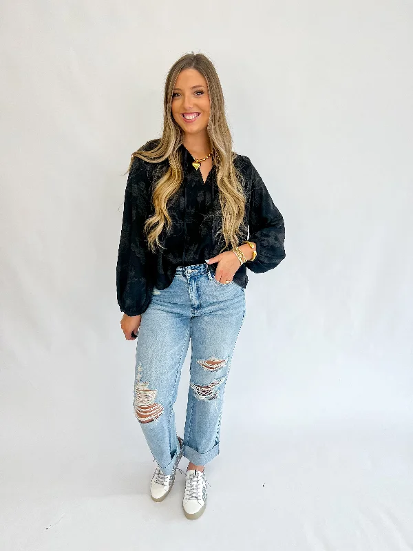 Best Price of the Season!Best Price of the Season!Midnight Stroll Jacquard Texture Blouse