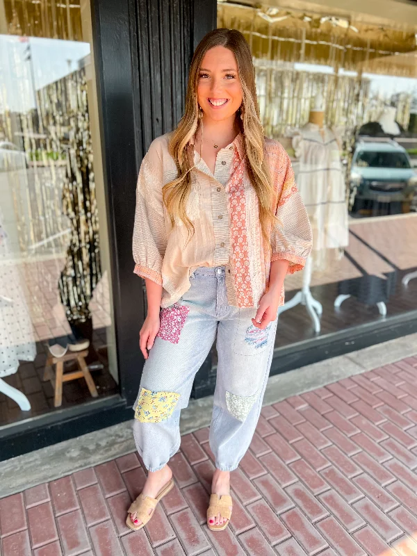 Today’s Deals, Tomorrow’s Regrets!Today’s Deals, Tomorrow’s Regrets![Oli & Hali] Patchwork Button Front Top