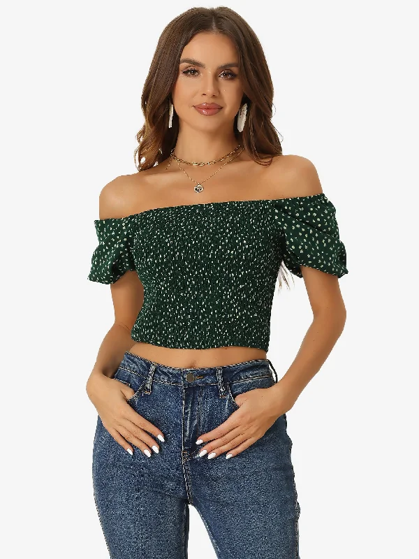 Instant Savings Await!Instant Savings Await!Floral Smocked Tops Puff Sleeve Crop Top Summer Casual Blouse Instant Savings Await!Instant Savings Await!Floral Smocked Tops Puff Sleeve Crop Top Summer Casual Blouse