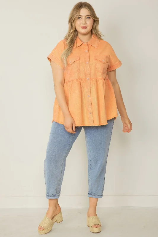 The Best Sale of the Year!The Best Sale of the Year!Pearl Snap Orange Denim Top