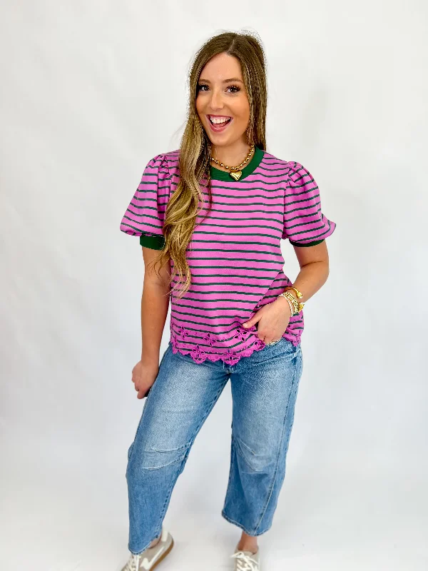 Don’t Wait – Deals Won’t Last!Don’t Wait – Deals Won’t Last![Entro] Settled Down Striped Knit Top-Orchid
