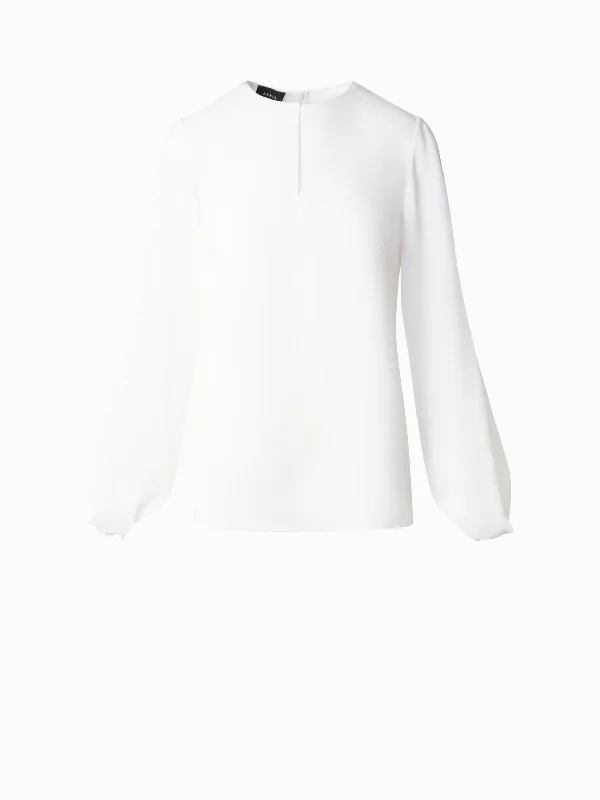 Save More Than Ever!Save More Than Ever!Silk Blouse with Transparent Volume Sleeves