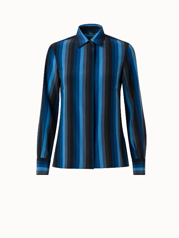 Grab Yours Before It’s Too Late!Grab Yours Before It’s Too Late!Silk Crêpe Blouse with Dégradé Stripes