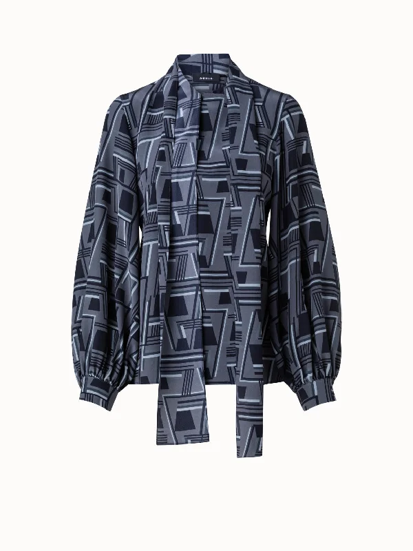 Best Price of the Season!Best Price of the Season!Silk Crêpe Blouse with Zig Zag Trapezoid Print