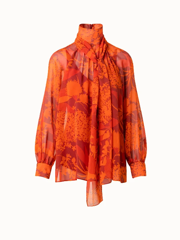 Amazing Prices You Can’t Resist!Amazing Prices You Can’t Resist!Silk Georgette Blouse with Abraham Flower Print