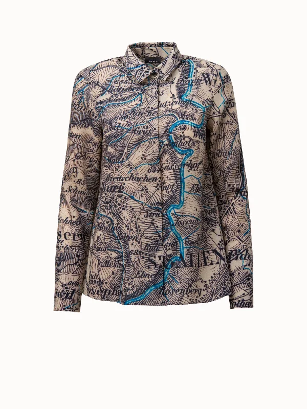 Limited-Time Price Drop!Limited-Time Price Drop!St. Gallen Map Print Wool Voile Blouse