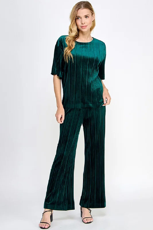 Flash Sale – Act Fast!Flash Sale – Act Fast!Velvet Pleated Top-Green