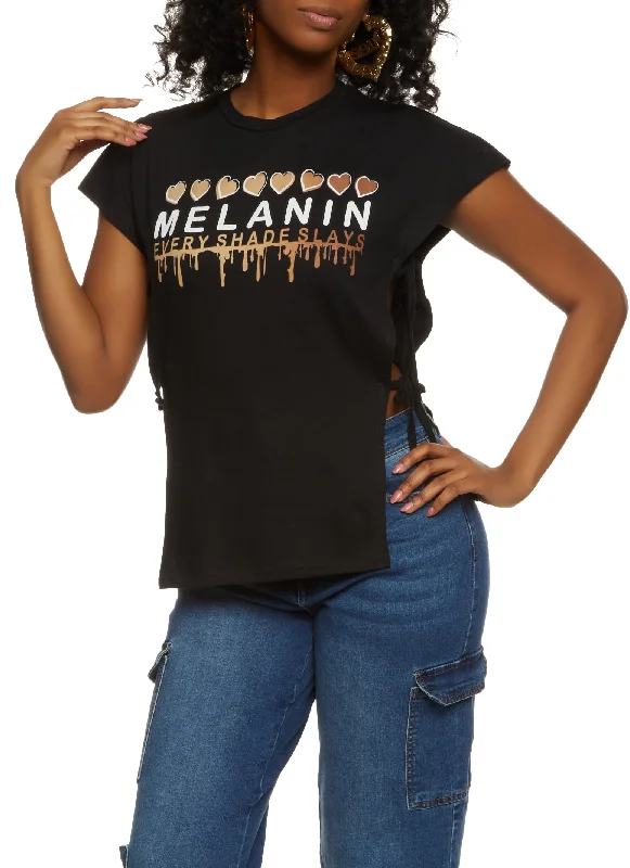 Limited Time Offer!Limited Time Offer!Melanin Every Shade Slays Side Tie Tee