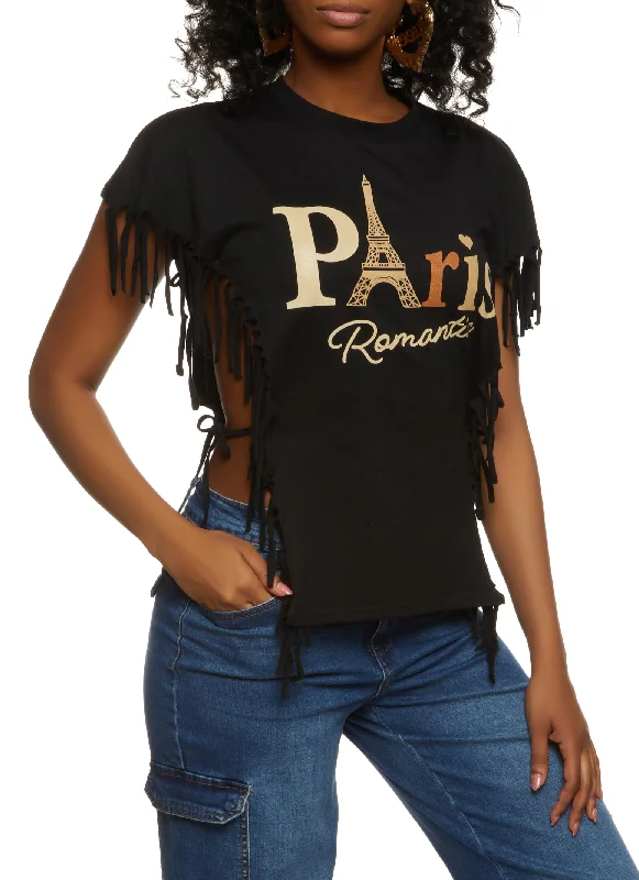 Don't Miss Out!Don't Miss Out!Paris Romantic Fringe Side Tie Tee