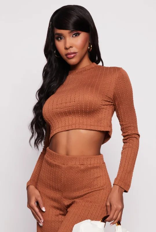 Instant Savings Await!Instant Savings Await!Cable Knit Mock Neck Crop Top