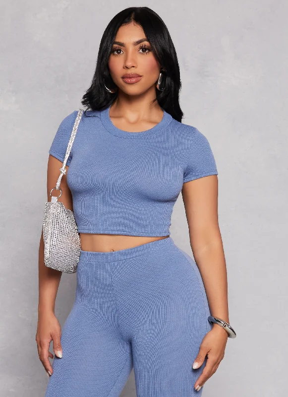 Incredible Savings Inside!Incredible Savings Inside!Ribbed Crew Neck Cropped Tee