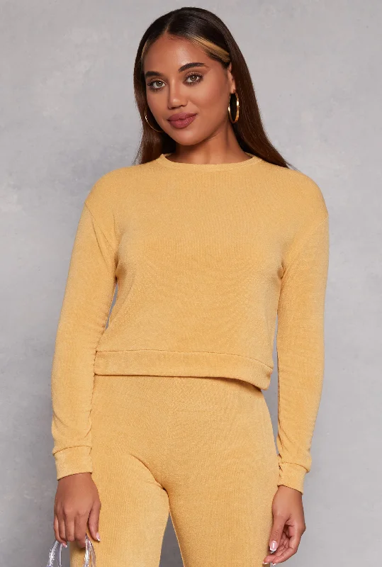Must-Have Deals Inside!Must-Have Deals Inside!French Terry Crew Neck Long Sleeve Top