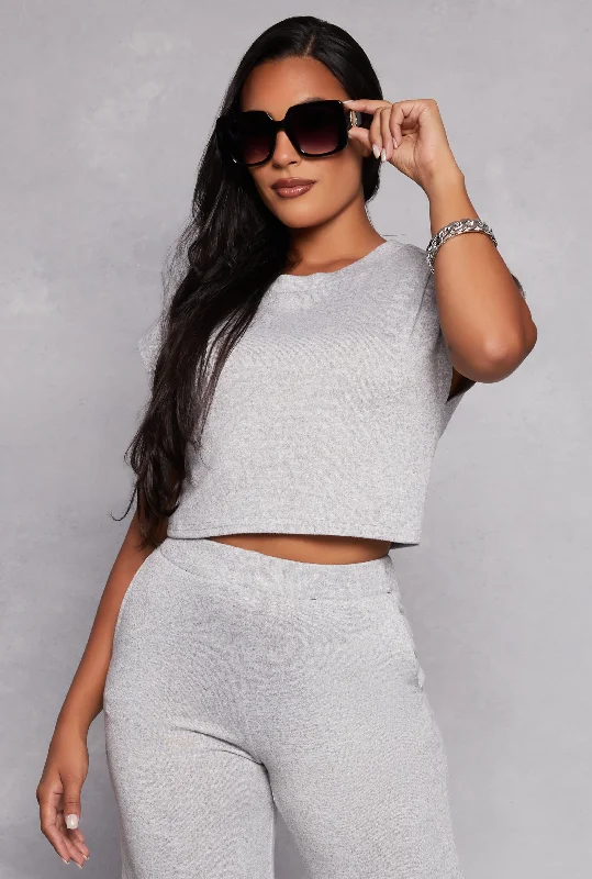 Get the Best for Less!Get the Best for Less!Brushed Knit Cap Sleeve Crop Top