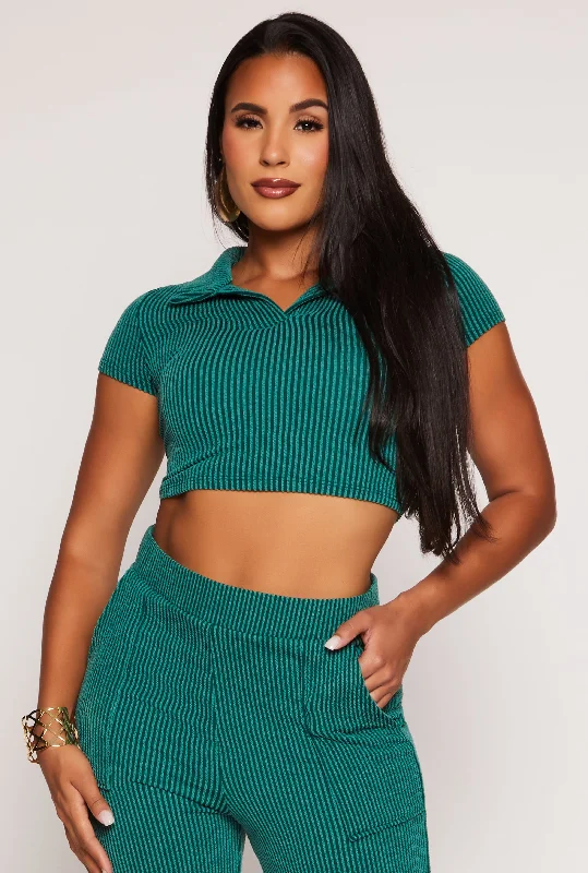 Time to Save Big!Time to Save Big!Rib Knit Collared Crop Top