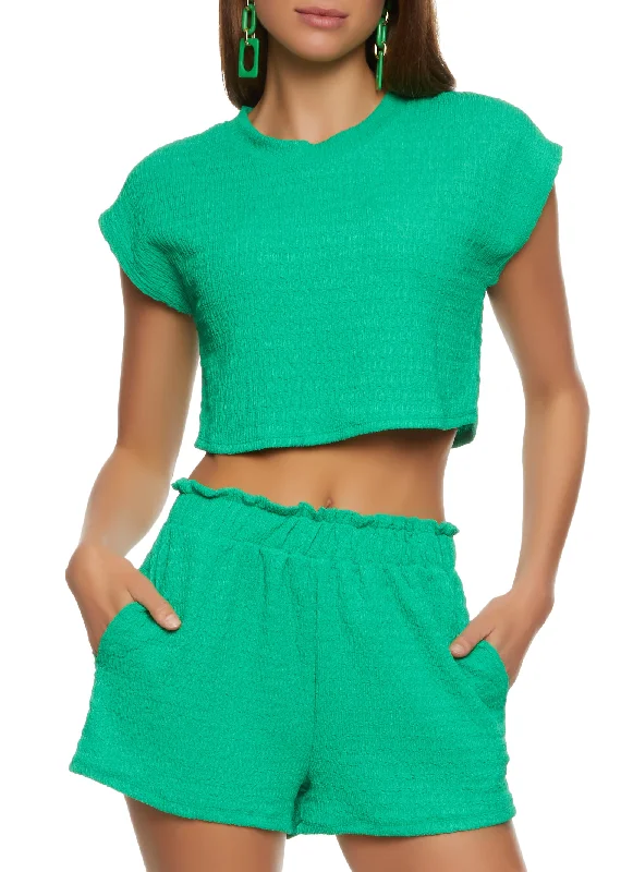 Best Deals Just for You!Best Deals Just for You!Textured Knit Cap Sleeve Crop Top