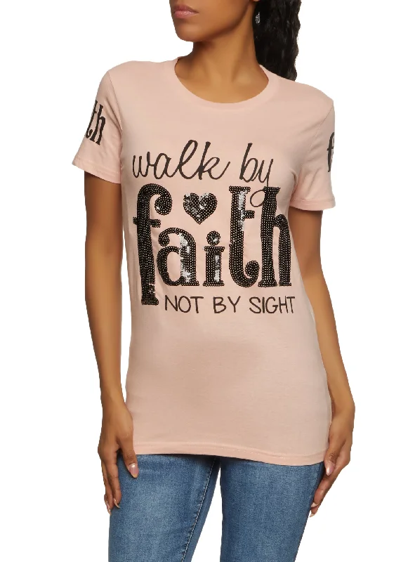 Shop Smart, Save Big!Shop Smart, Save Big!Walk By Faith Not By Sight Sequin Tee