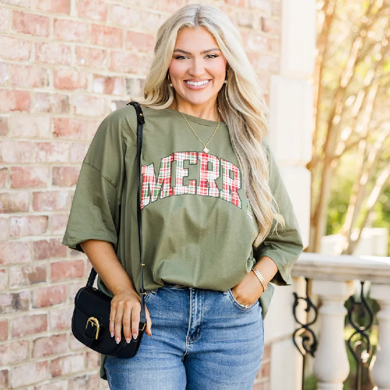 Hottest Discounts of the Year!Hottest Discounts of the Year!Merry and Plaid Boyfriend Tee, Moss