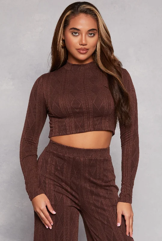 Today’s Deals, Tomorrow’s Regrets!Today’s Deals, Tomorrow’s Regrets!Cable Knit Mock Neck Long Sleeve Crop Top
