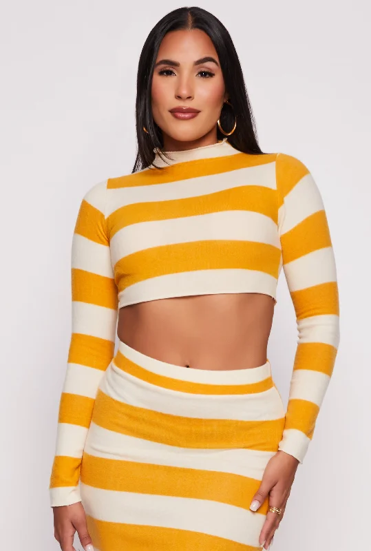 Price Drop Alert!Price Drop Alert!Brush Knit Striped Crop Top