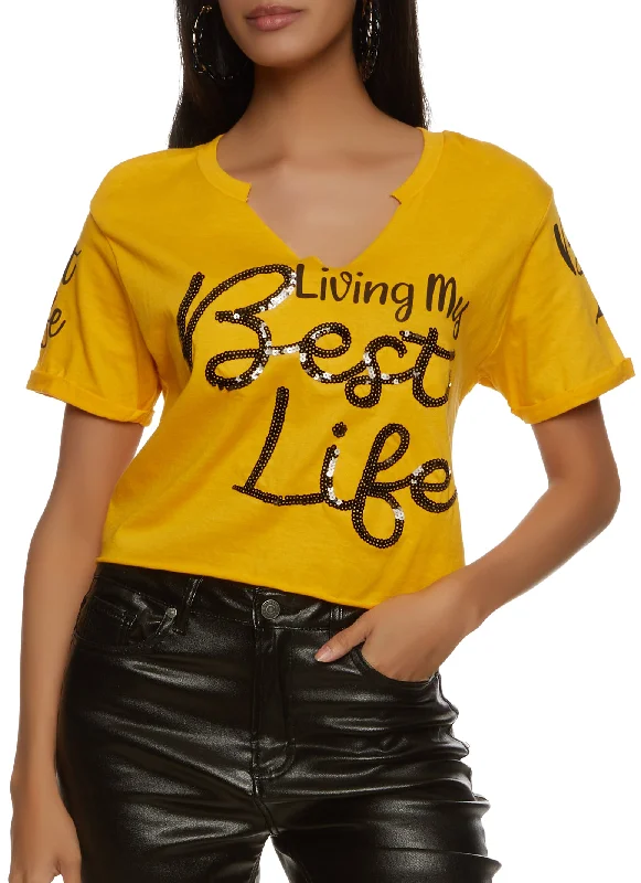 New Discounts Just Dropped!New Discounts Just Dropped!Living My Best Life Sequin Graphic Tee New Discounts Just Dropped!New Discounts Just Dropped!Living My Best Life Sequin Graphic Tee
