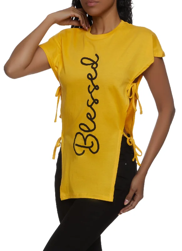 Your Best Deals Are Here!Your Best Deals Are Here!Open Tie Side Blessed Graphic Tee