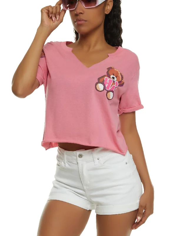 Instant Savings Await!Instant Savings Await!Hi Bye Teddy Bear Notch Neck Tee