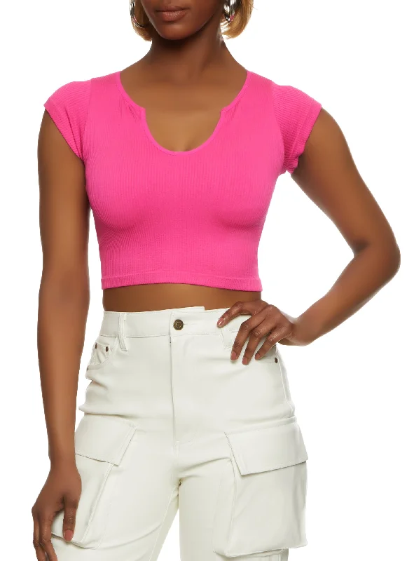 Unbeatable Prices!Unbeatable Prices!Ribbed Notch Neck Crop Top