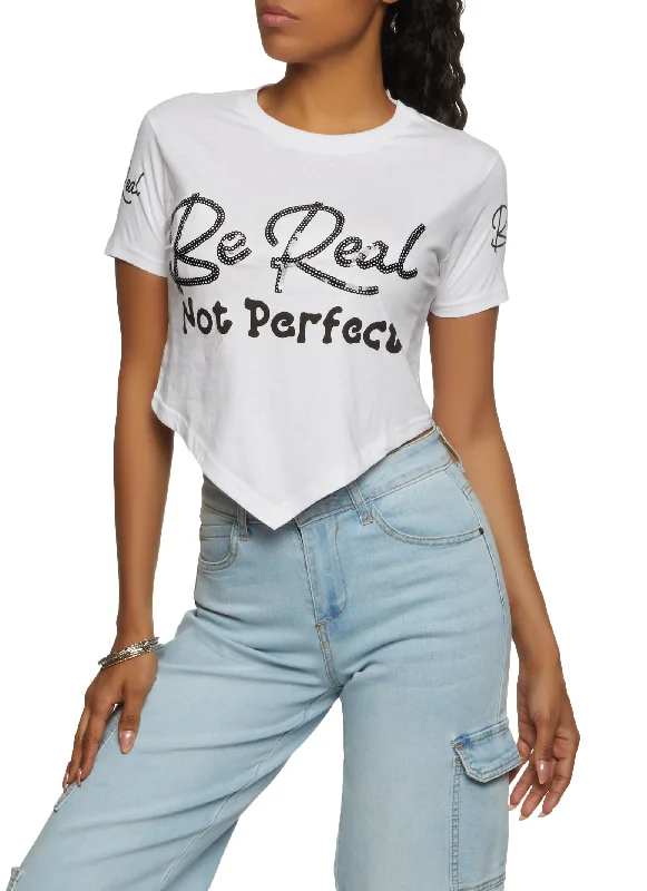 Buy More, Pay Less!Buy More, Pay Less!Sequin Be Real Not Perfect Hanky Hem Tee