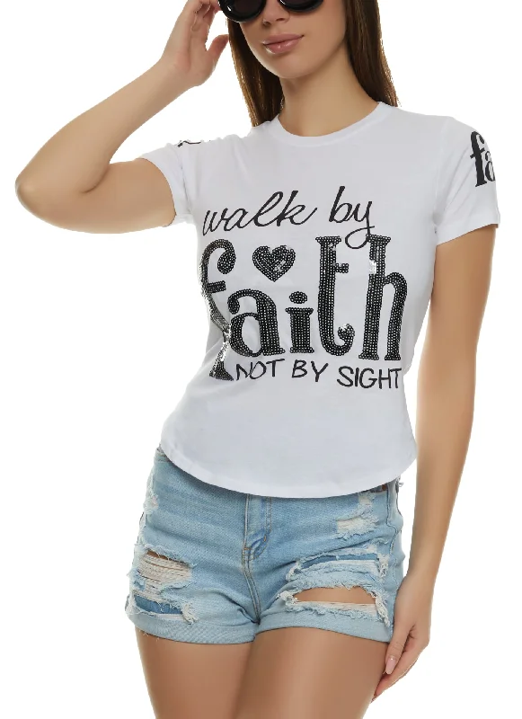 Score Big Savings Today!Score Big Savings Today!Walk By Faith Sequin Graphic T Shirt