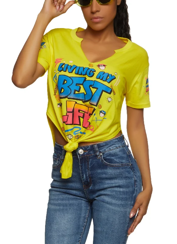 Today Only – Don’t Miss It!Today Only – Don’t Miss It!Living My Best Life Graphic Knot Front Tee